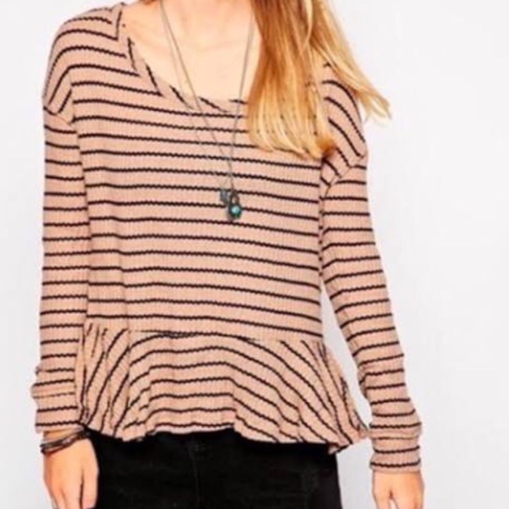 Free People Auntie Em Thermal Sweater Peplum